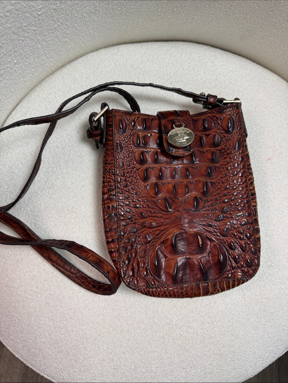 Brahmin Chestnut Croc-Embossed Mini Crossbody
